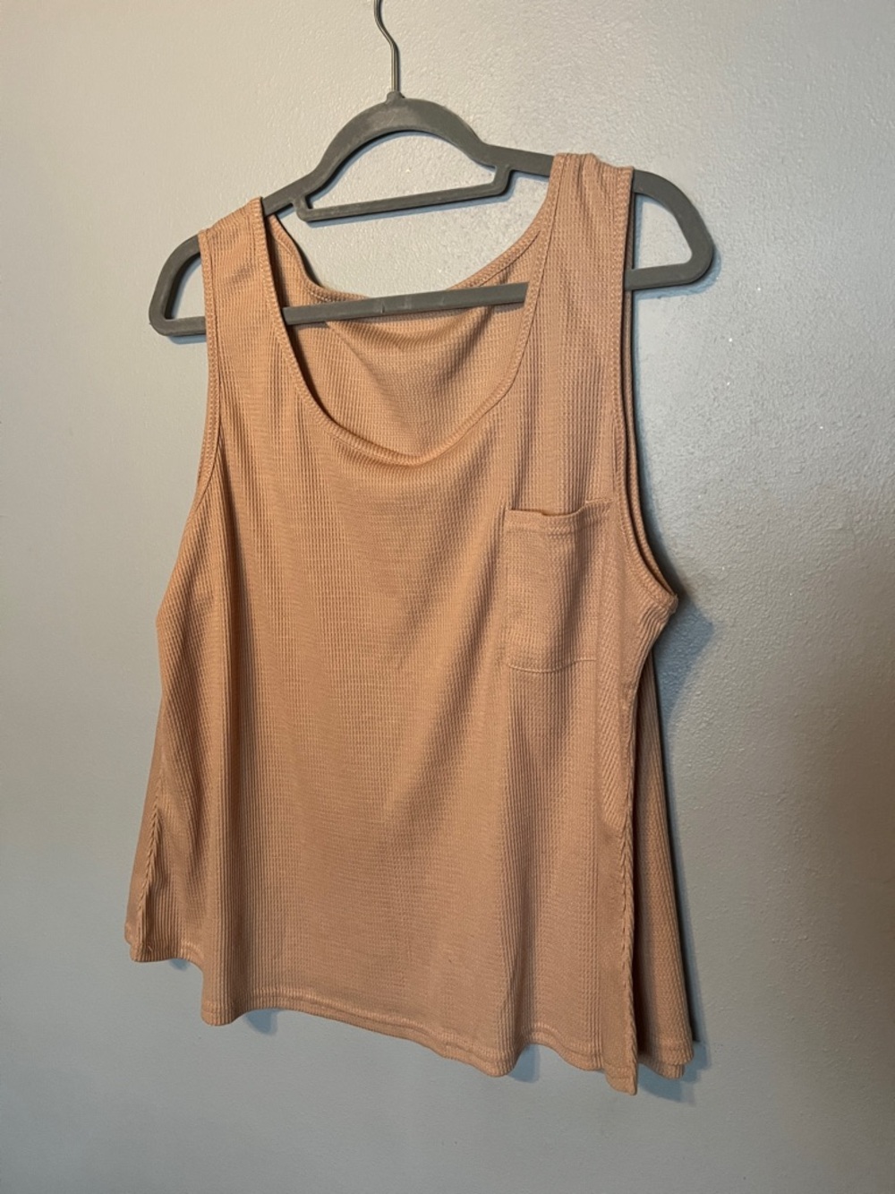 Waffle Knit Tank Top - Beige